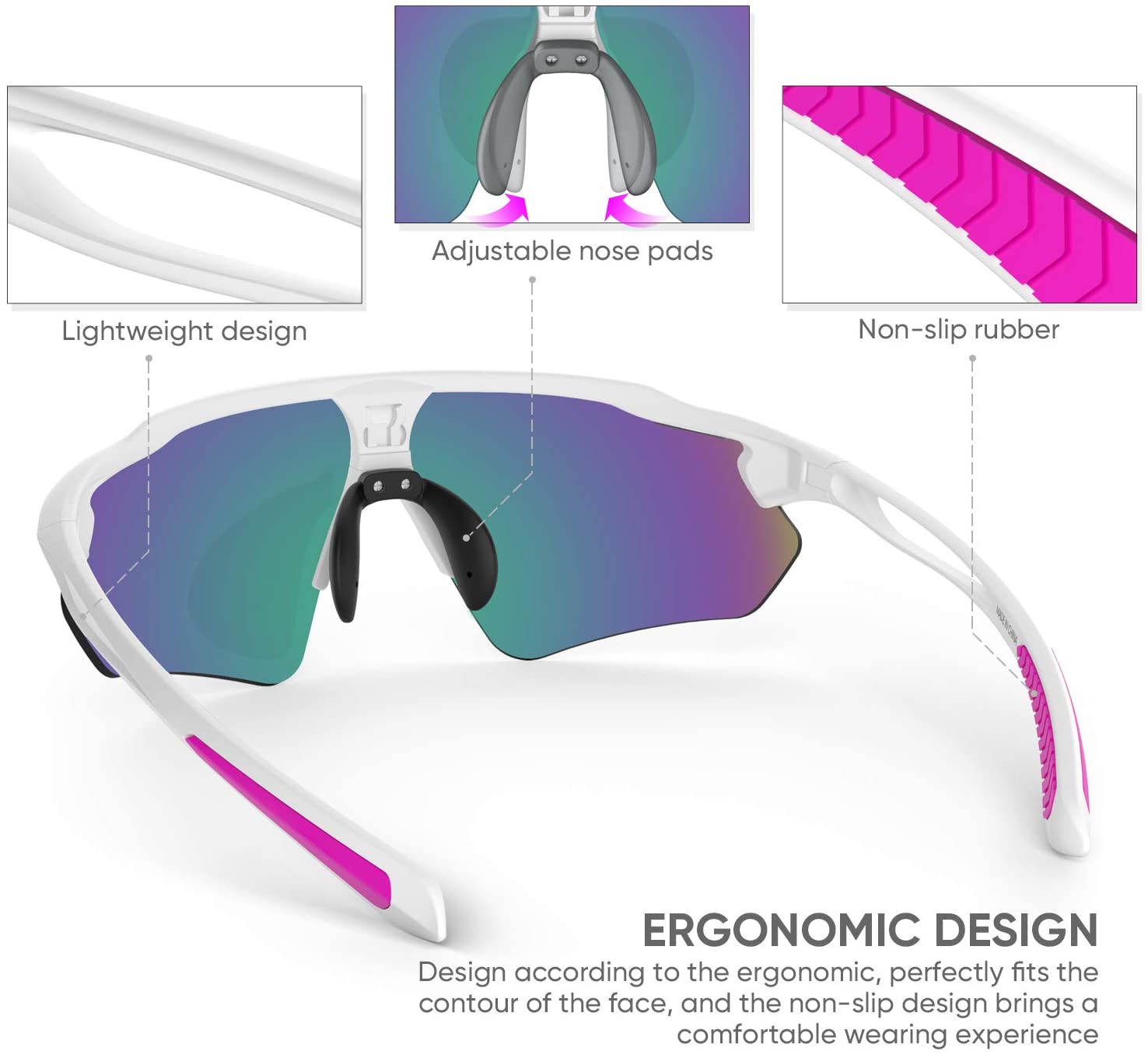 Snowledge Cycling Glasses, TR90 Unbreakable Frame Polarized Anti-UV400  Sports Sunglasses
