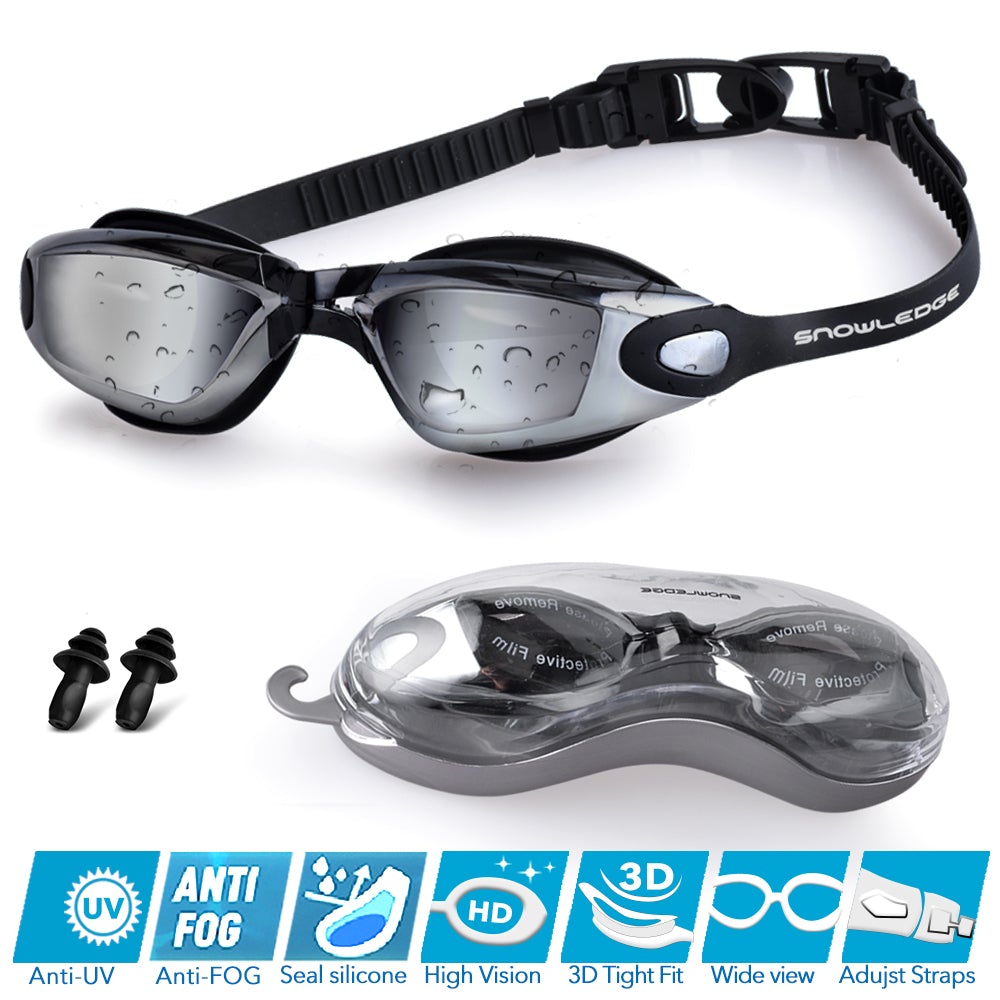 Snowledge Black-Adult-Swimming Goggles （swim-goggle-black） - Snowledge